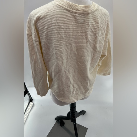 Rachel Zoe Round Neck Rib Knit Cropped Top In Cream. SZ M - Picture 5 of 5